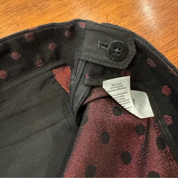 Talbots Kick Crop Pants in Holiday Dot Sz‎ 12 Black & Red Shimmering Polka Dots - Picture 10 of 16